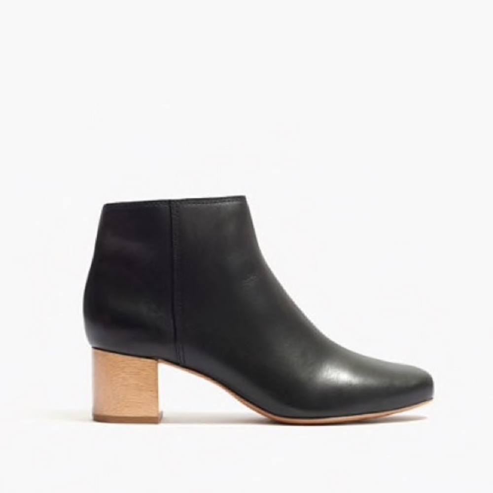 🚫SOLD🚫 Madewell Lucien Black Leather Heeled Boot - Picture 1 of 7